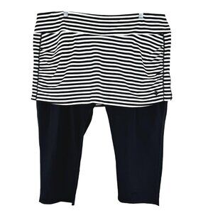 Coolibar Shorebreak Skirted Swim Capris Pants 2XL Black White Stripe NWT PT-2588